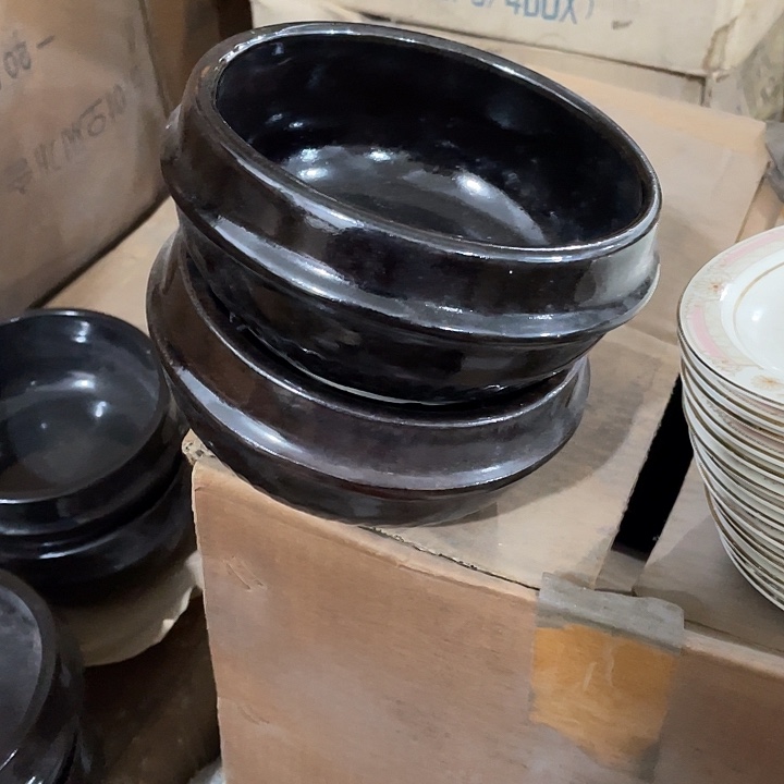 瓷片高温煤烧老粗瓷砂锅一对 口径14厘米 微瑕疵