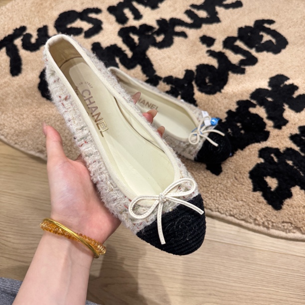 95新 Chanel/香奈儿 zb15 24B 罗缎 圆头套脚 休闲单鞋 女款 35码