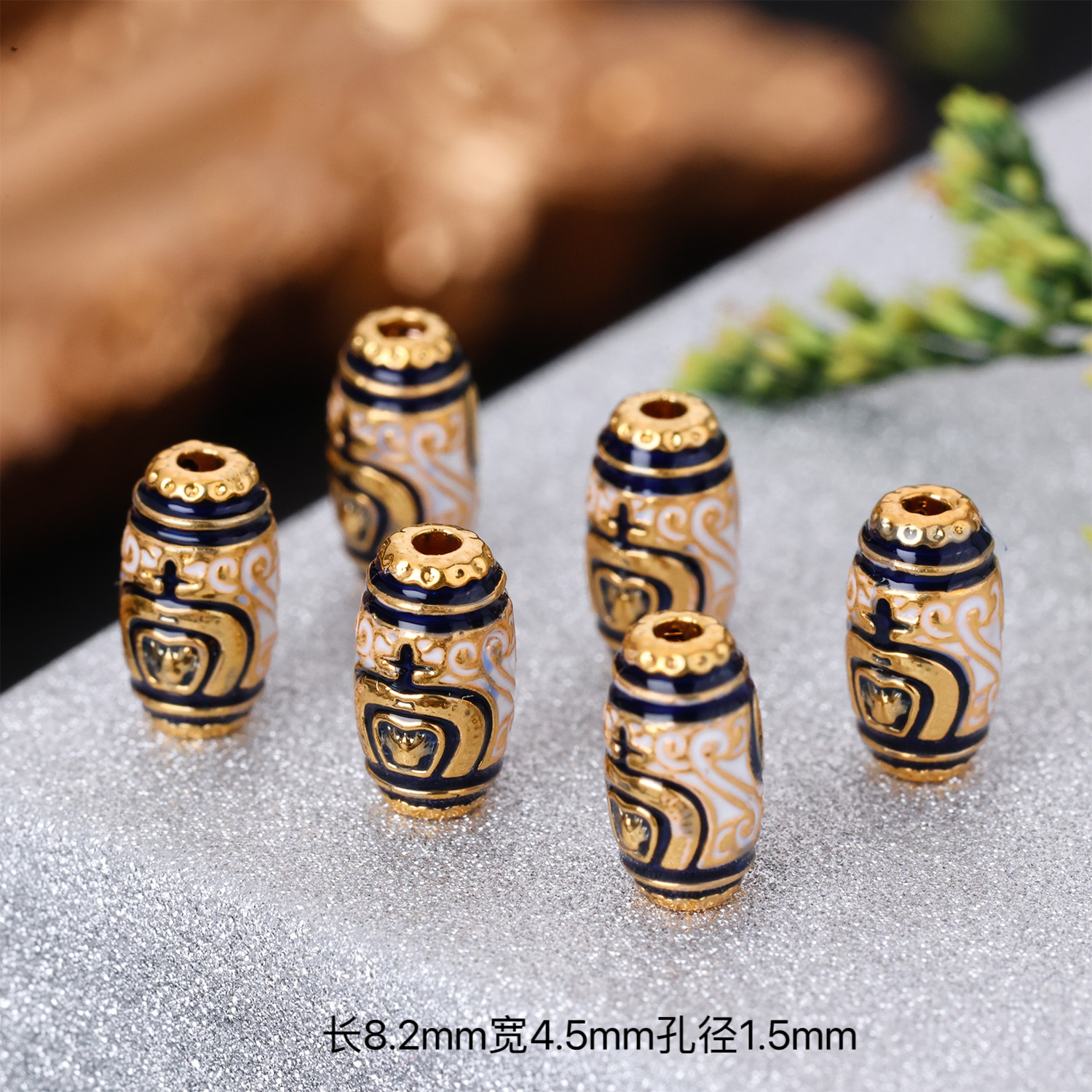 【来福工厂】18k金烧蓝宝瓶桶珠路路通转运珠腰珠编绳珠串毛衣链