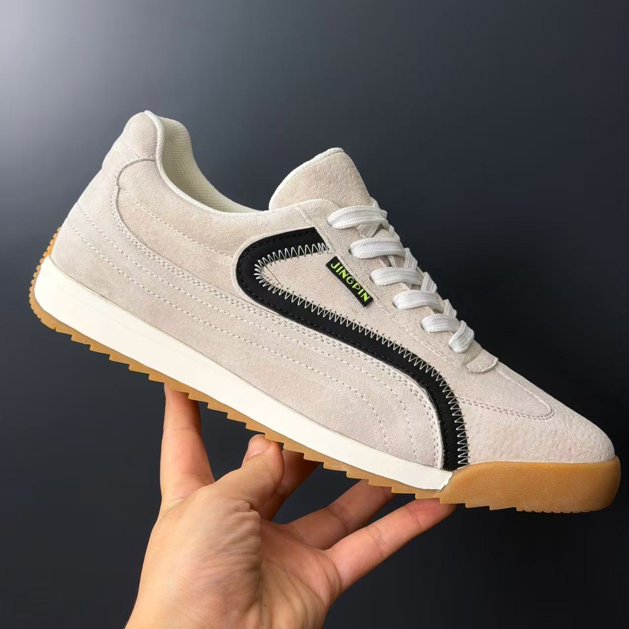 头层牛皮男鞋透气百搭休闲皮鞋套筒休闲风车缝线防臭2508