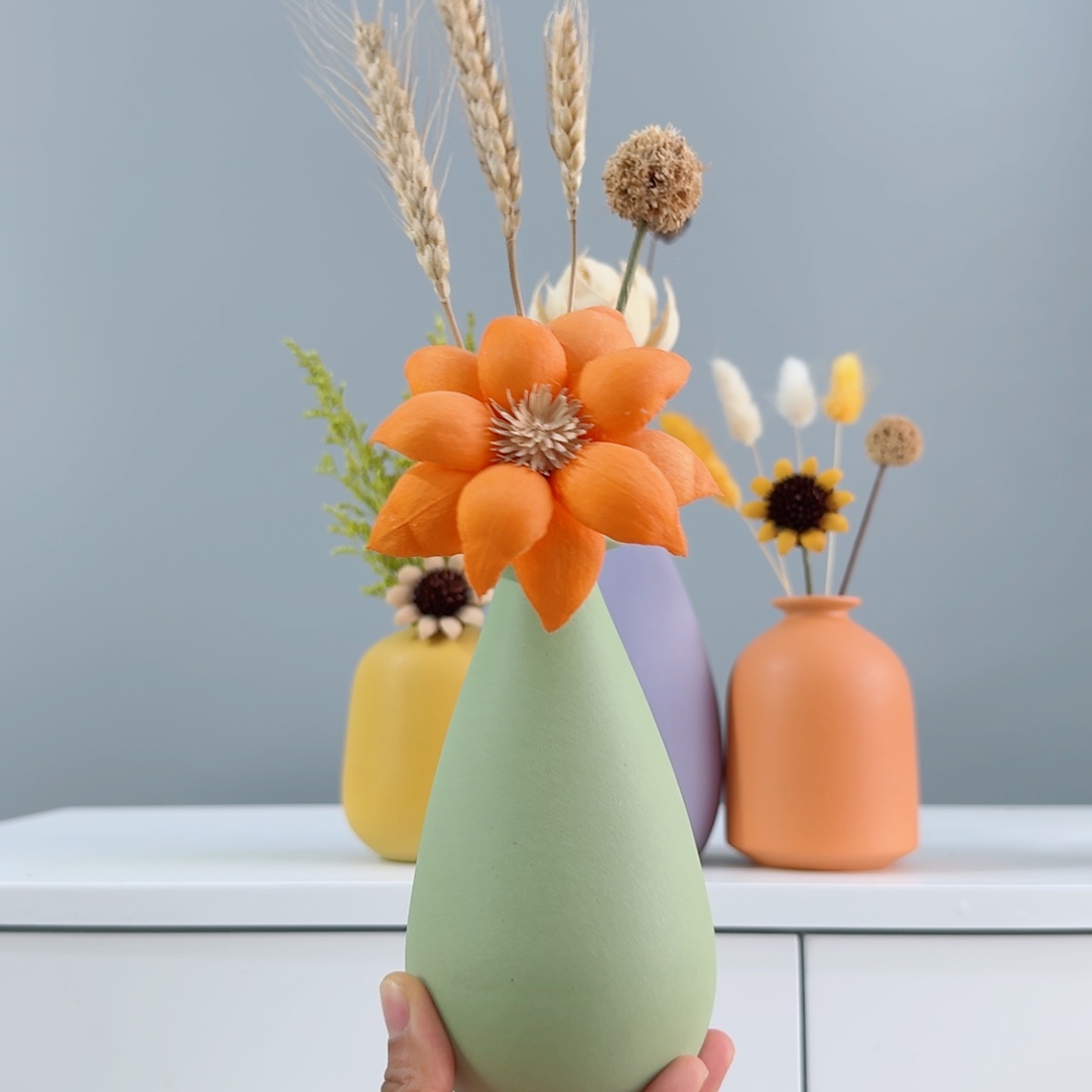 摆件陶瓷花瓶摆件含花总高约20-30cm