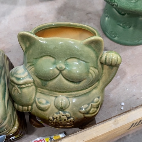 陶瓷小绿色招财猫11122223