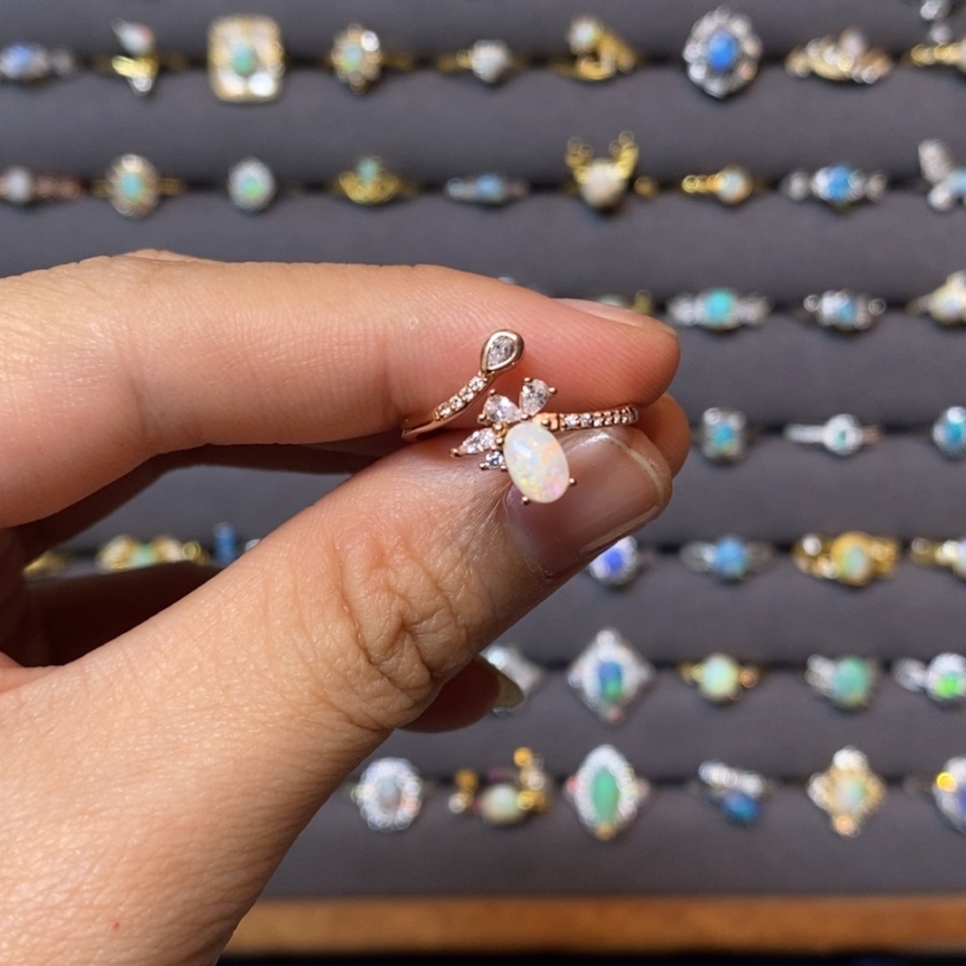 欧泊珠宝奇石银S925镶嵌戒指