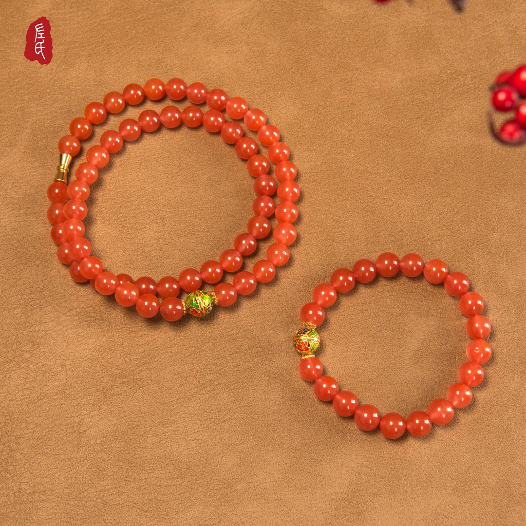 【左氏珠宝】蓝蓝专属2589冰红套装手工气质项链套装南红