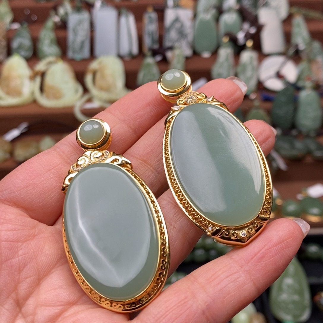 慧***渡和田玉银S925镶嵌挂件