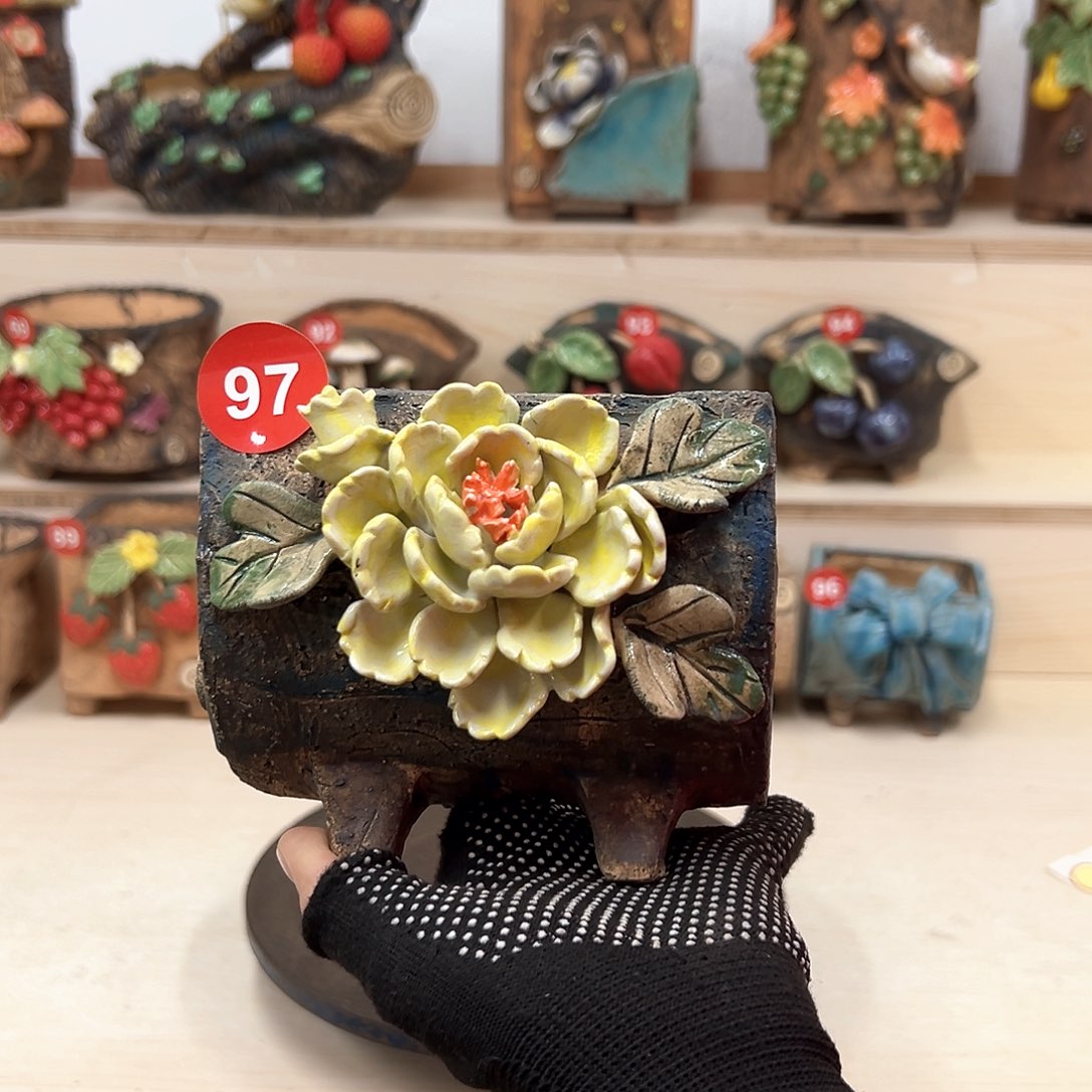 紫砂花盆97号内口10.5×7外高11