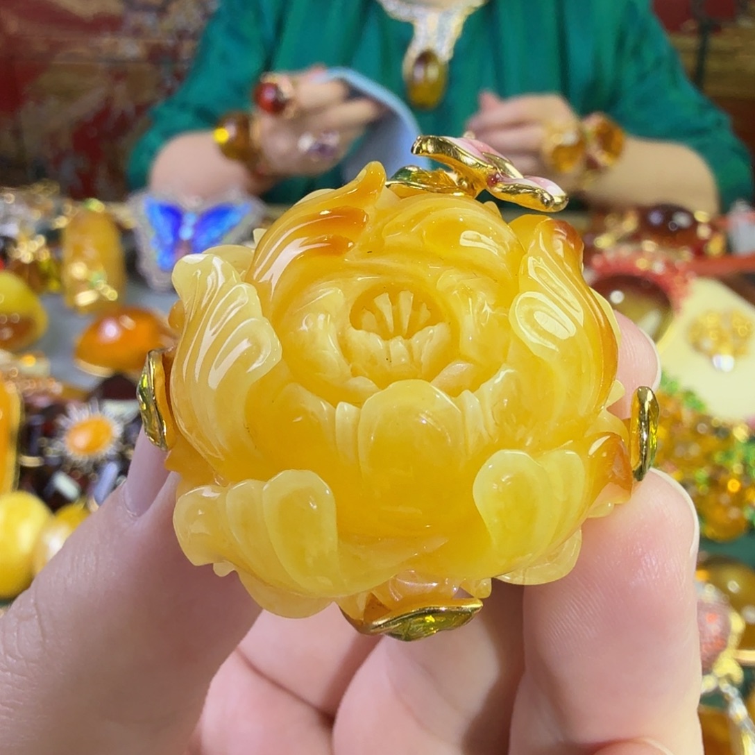 蜜蜡银S925镀金镶嵌戒指