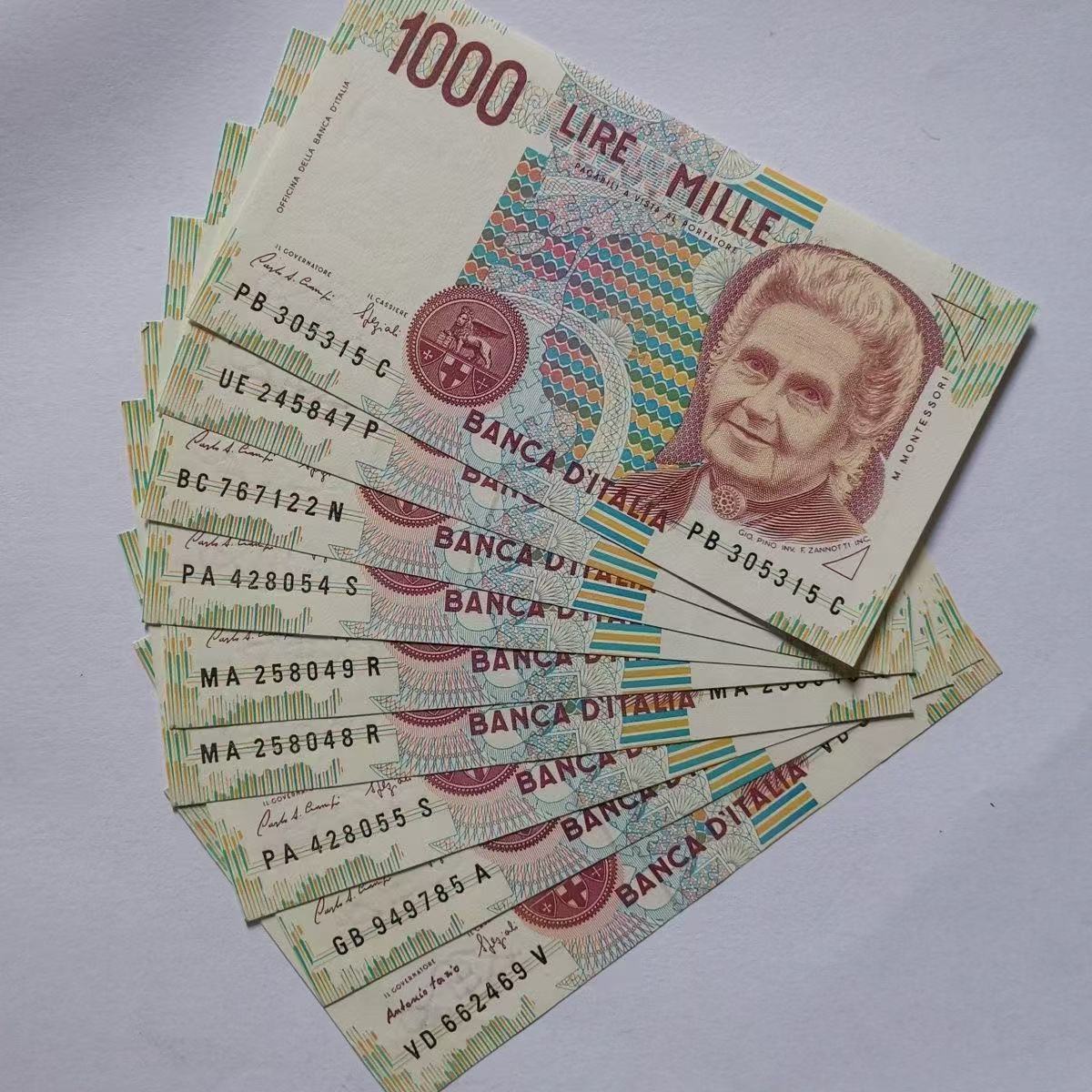 【欧洲】全新意大利1000里拉1990年纸小票教育家蒙台梭利外国钱币