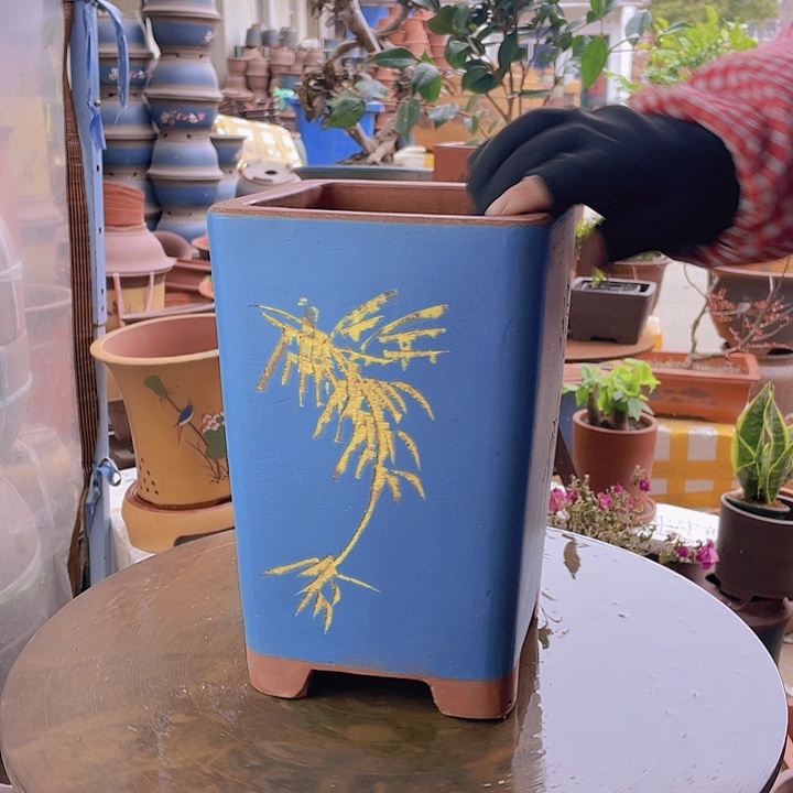 紫砂宜兴紫砂蓝四方17