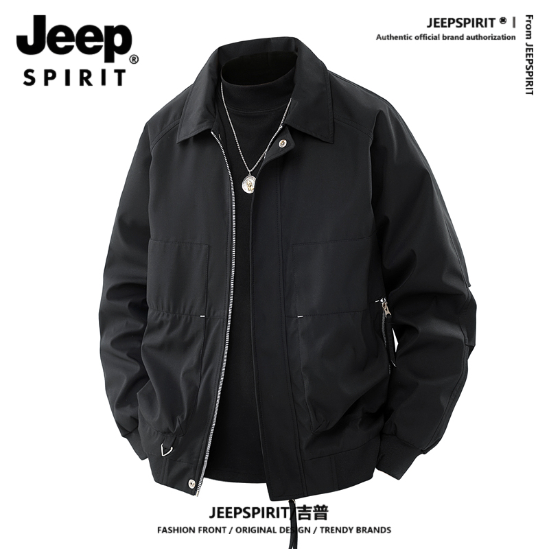 JEEPSPIRIT吉普春季穿搭高级感工装外套衣服2025新款情侣夹克上衣