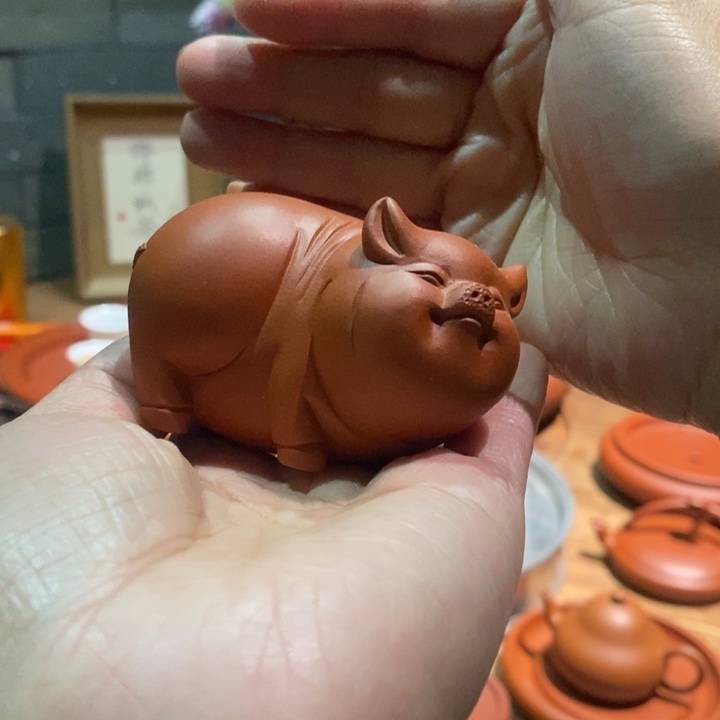 朱泥茶宠摆件猪猪