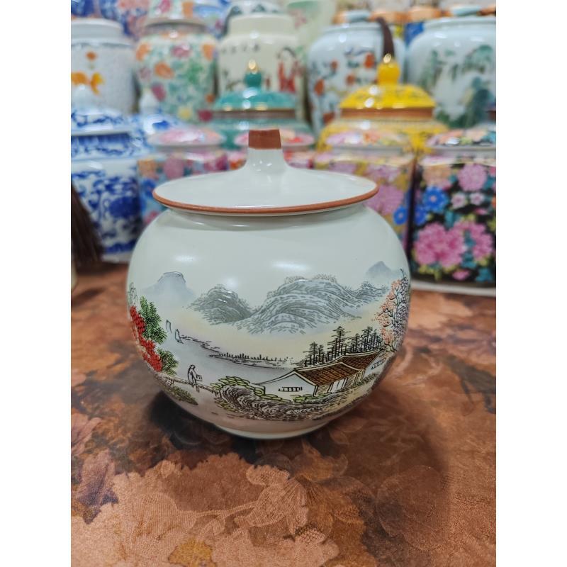 见山汝窑茶叶罐密封罐储物罐古风国风