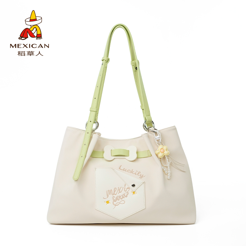 稻草人25年春季新款撞色大容量通勤质感百搭腋下大包单肩斜跨包