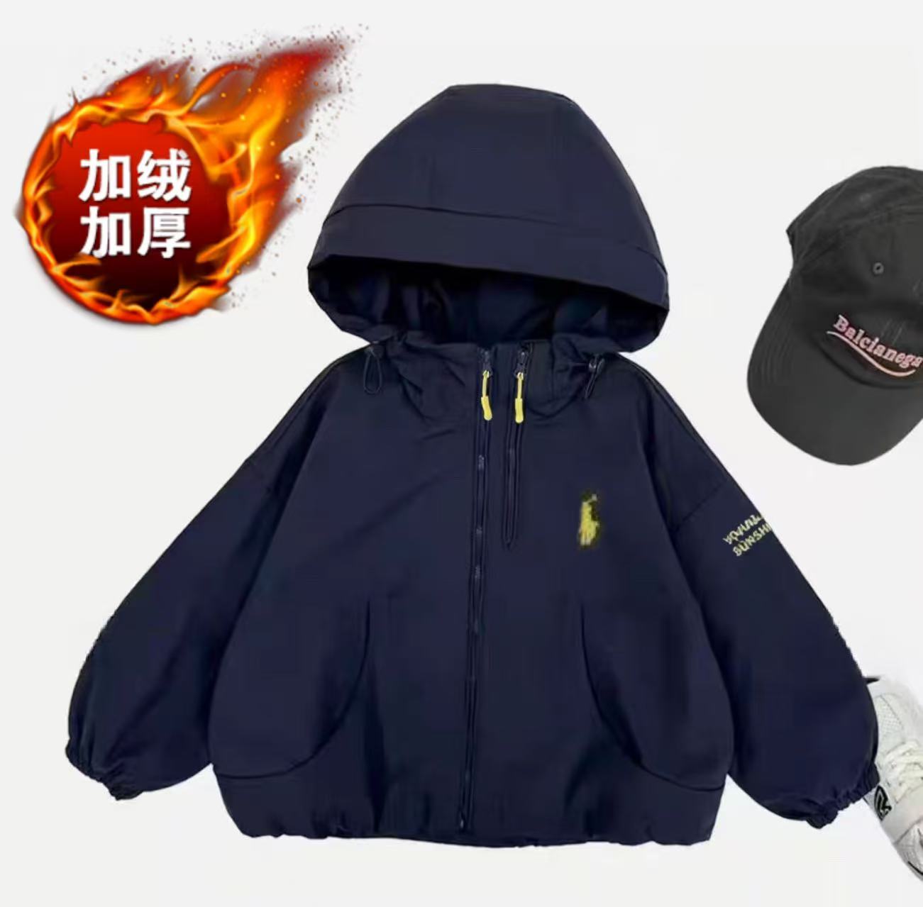 男女童秋冬装外套2025新款洋气儿童网红休闲冲锋衣秋冬连帽登山服