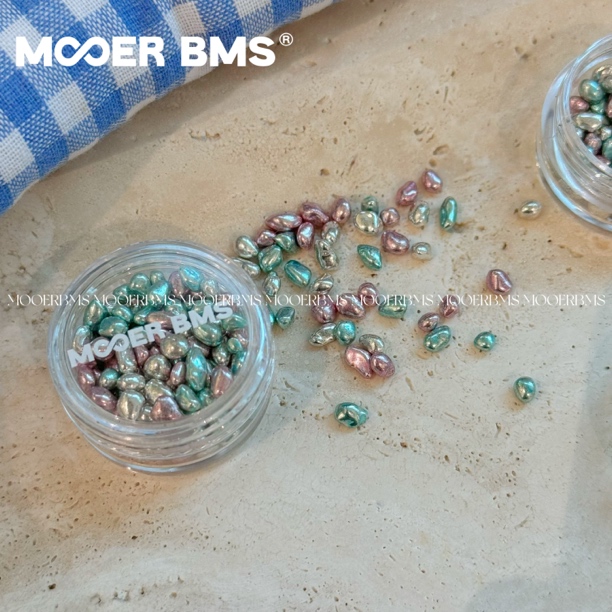 MORE ART 反光质感豆豆3-5mm三色混装盒美甲饰品素材材料