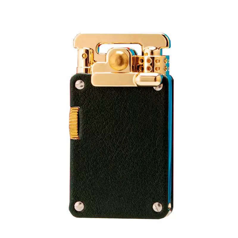 CF708C-高档皮纹个性金属按压摇臂点火复古防风打火机男士礼物