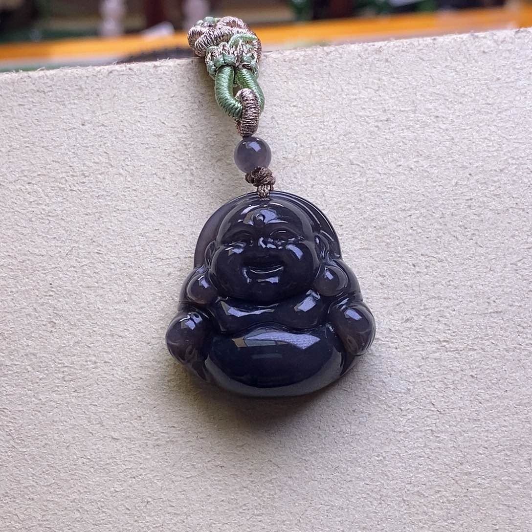 和田玉未镶嵌颈饰烟紫帝王紫佛公吊坠
