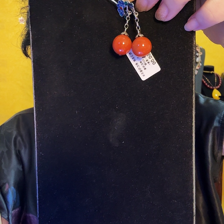 南红玛瑙银S925镶嵌耳饰