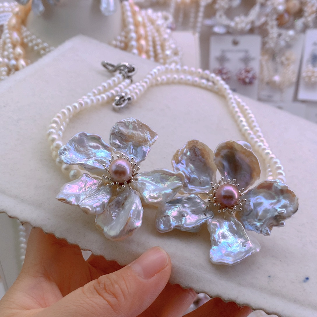 梅***饭未镶嵌项链淡水珍珠