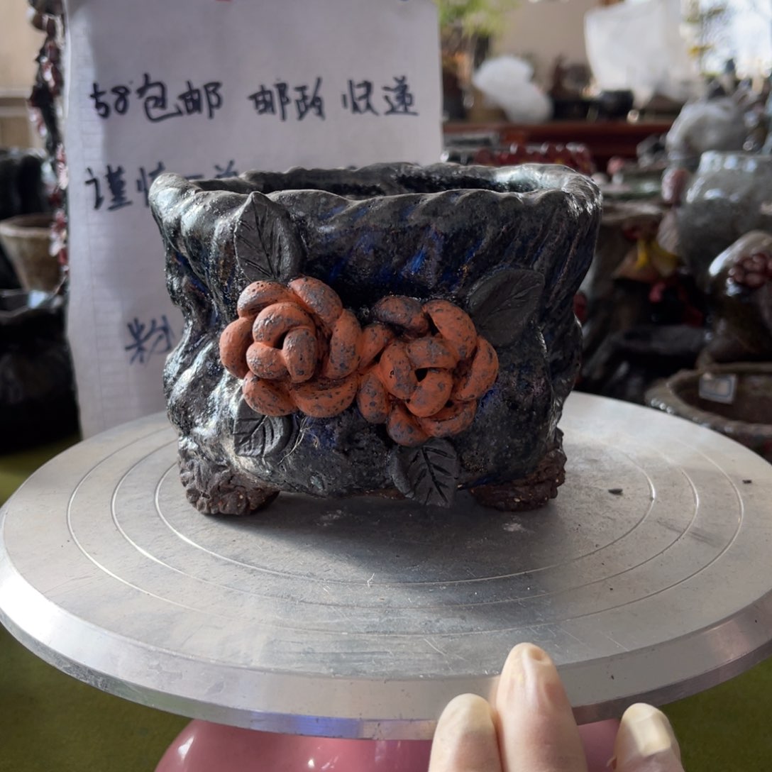 红陶粗砂陶瓷花盆