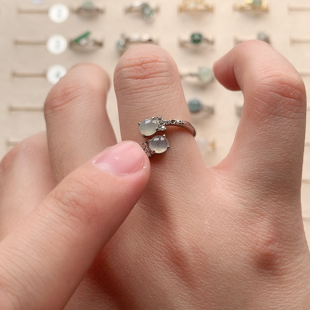 翡翠戒指银S925镶嵌0054