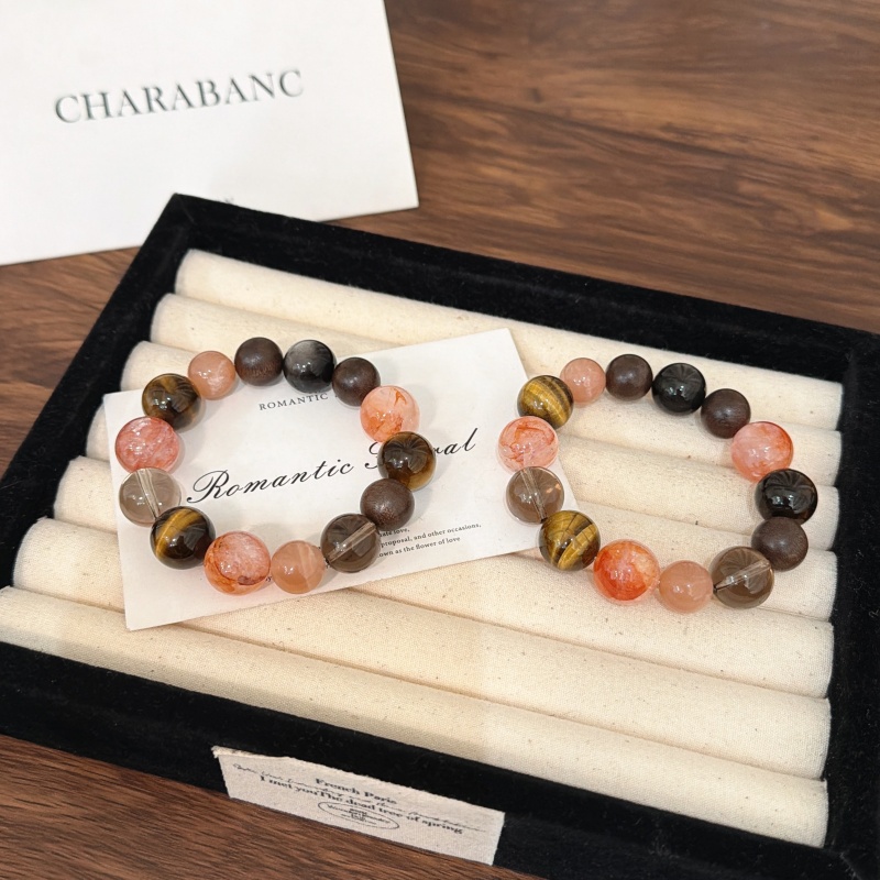 X2309茶晶金虎眼红胶花太阳石手链高端轻奢手串多样性发一