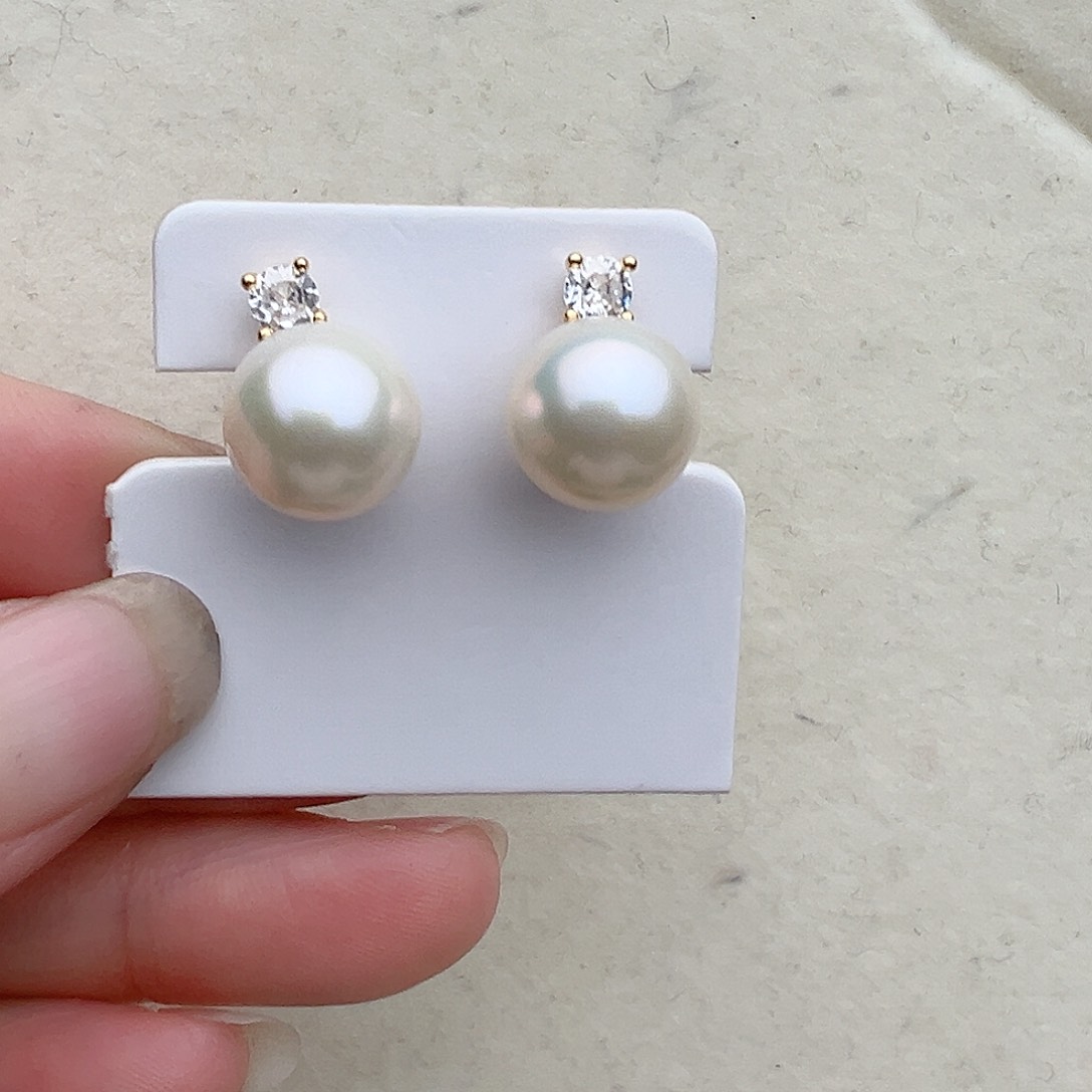 淡水珍珠耳饰银S925镶嵌
