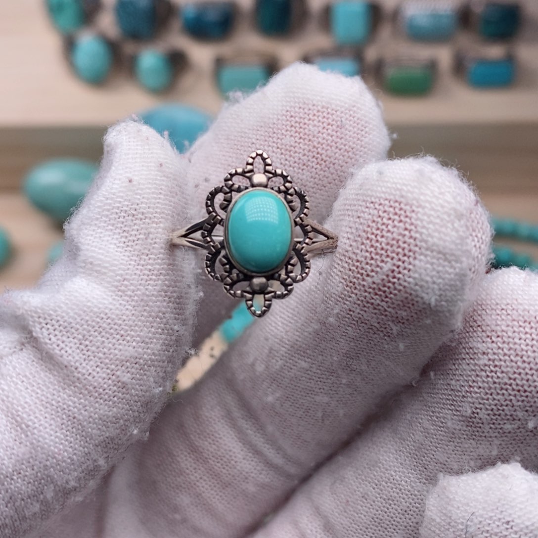 绿松石挂件银S925镶嵌