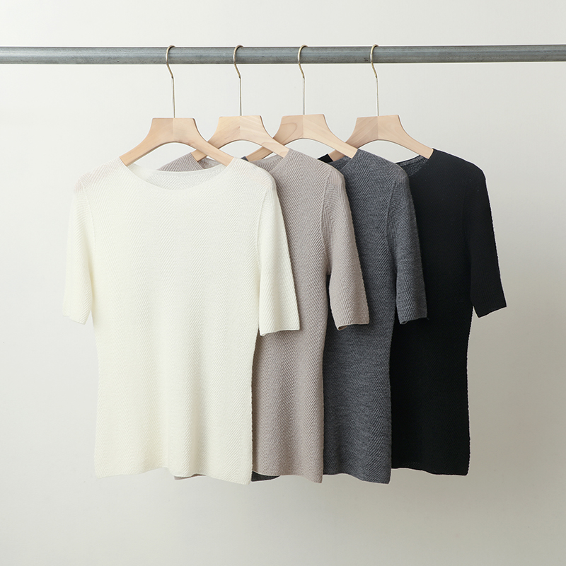 MC88101扬子精纺全羊毛水波纹圆领短袖夏季爆款