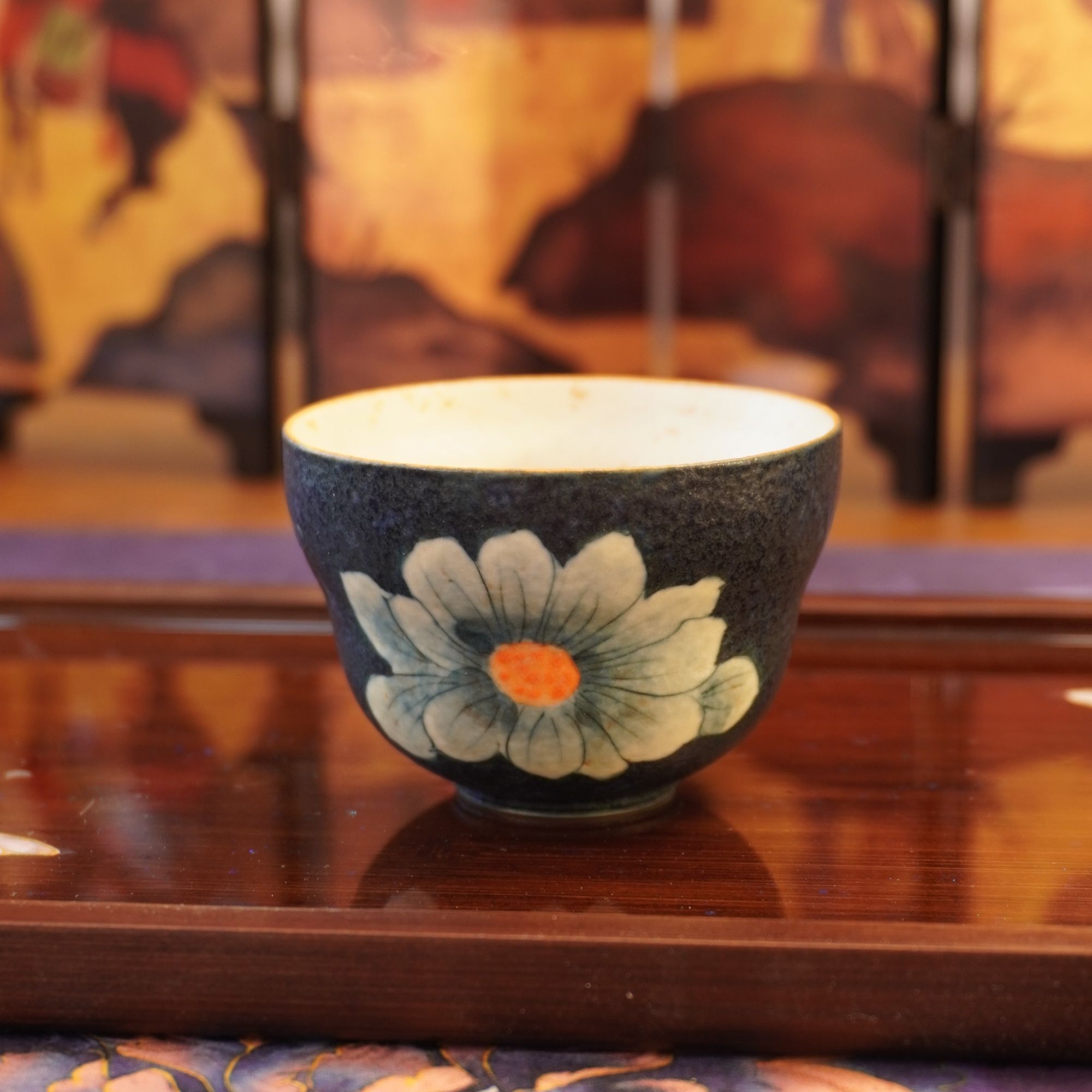 【焦糖釉太阳花葫芦杯】陶瓷纯手绘精致女士主人杯