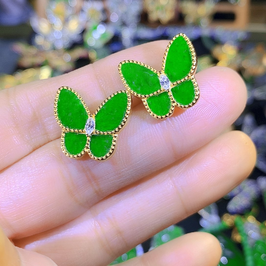 吊坠(不含链)银S925镀金镶嵌翡翠