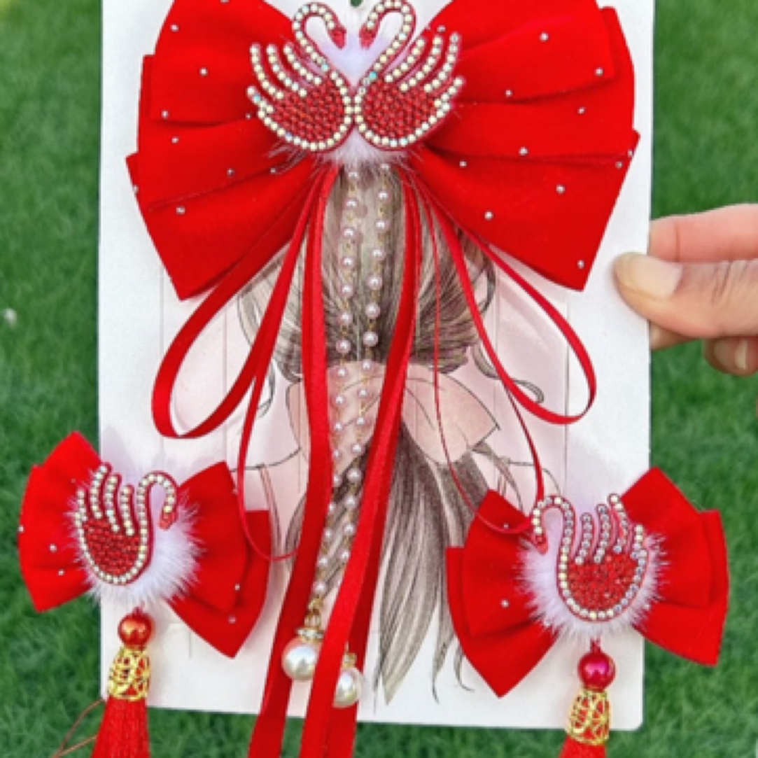 新年发饰儿童发夹 喜庆中国红发饰头饰