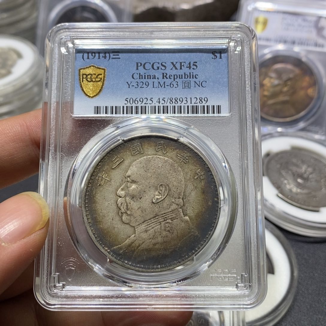 银金盛pcgs45三年大头老包浆