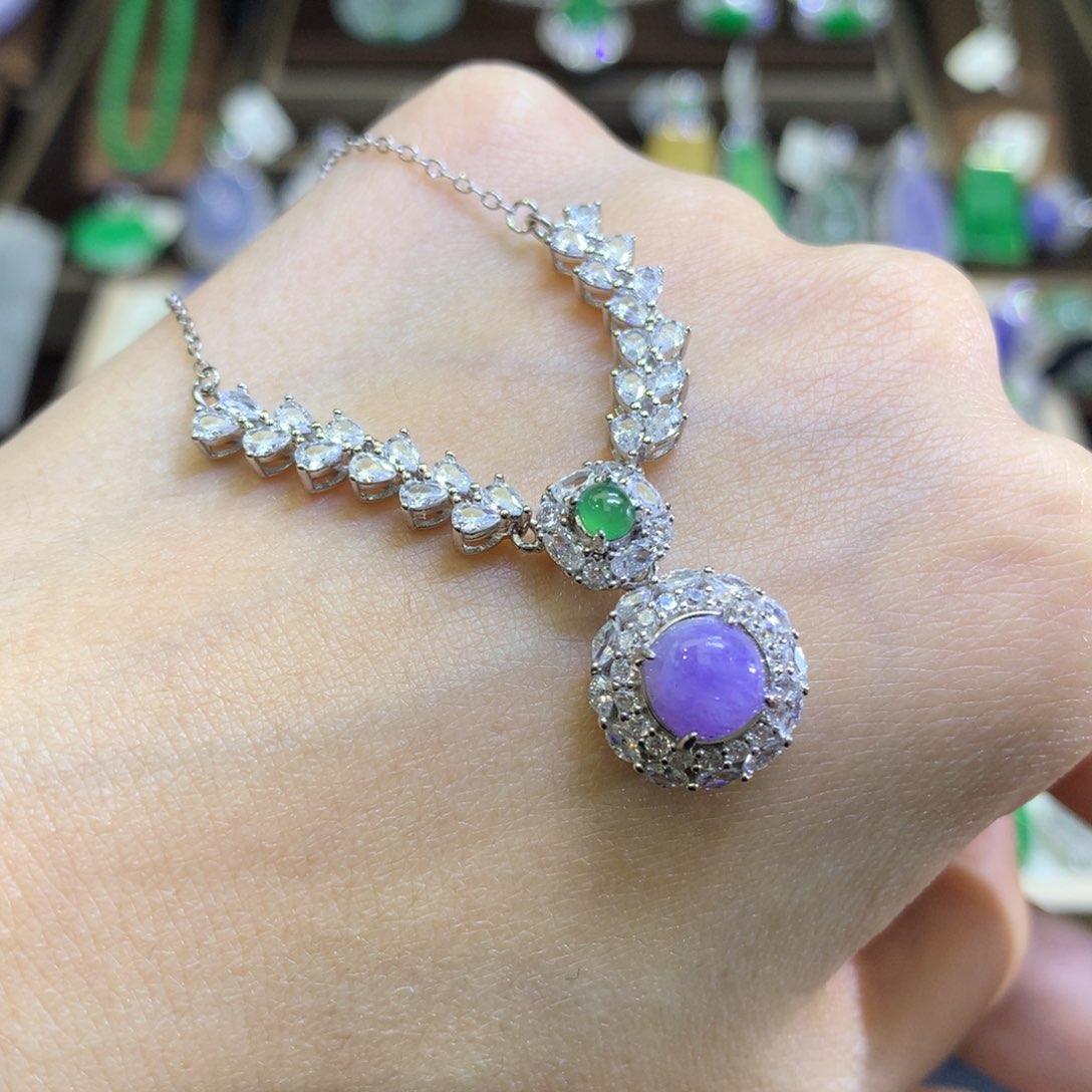 翡翠颈饰银S925镶嵌翡翠