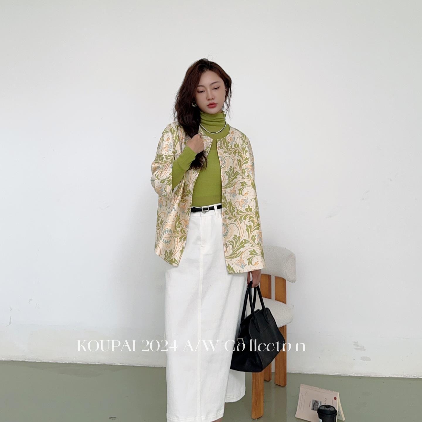 【黄心儿】圆领外套-米白底花卉----KDN1975