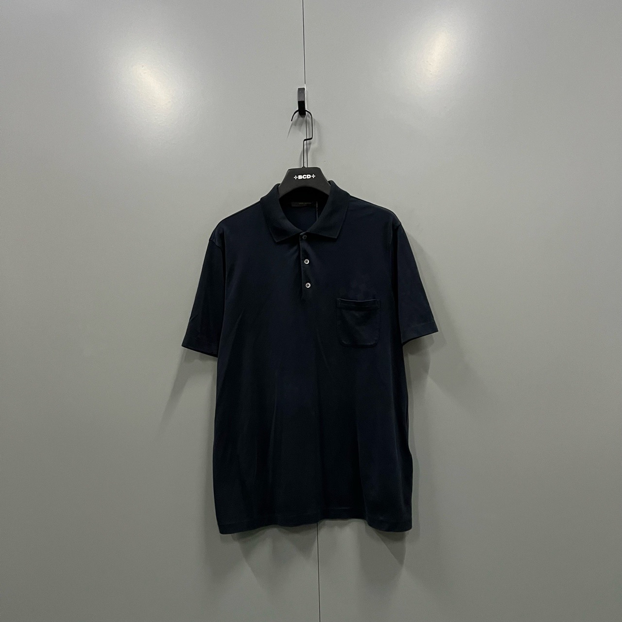 95新 LouisVuitton/路易威登 (ll) lv 藏青色棋盘格口袋polo衫XXL