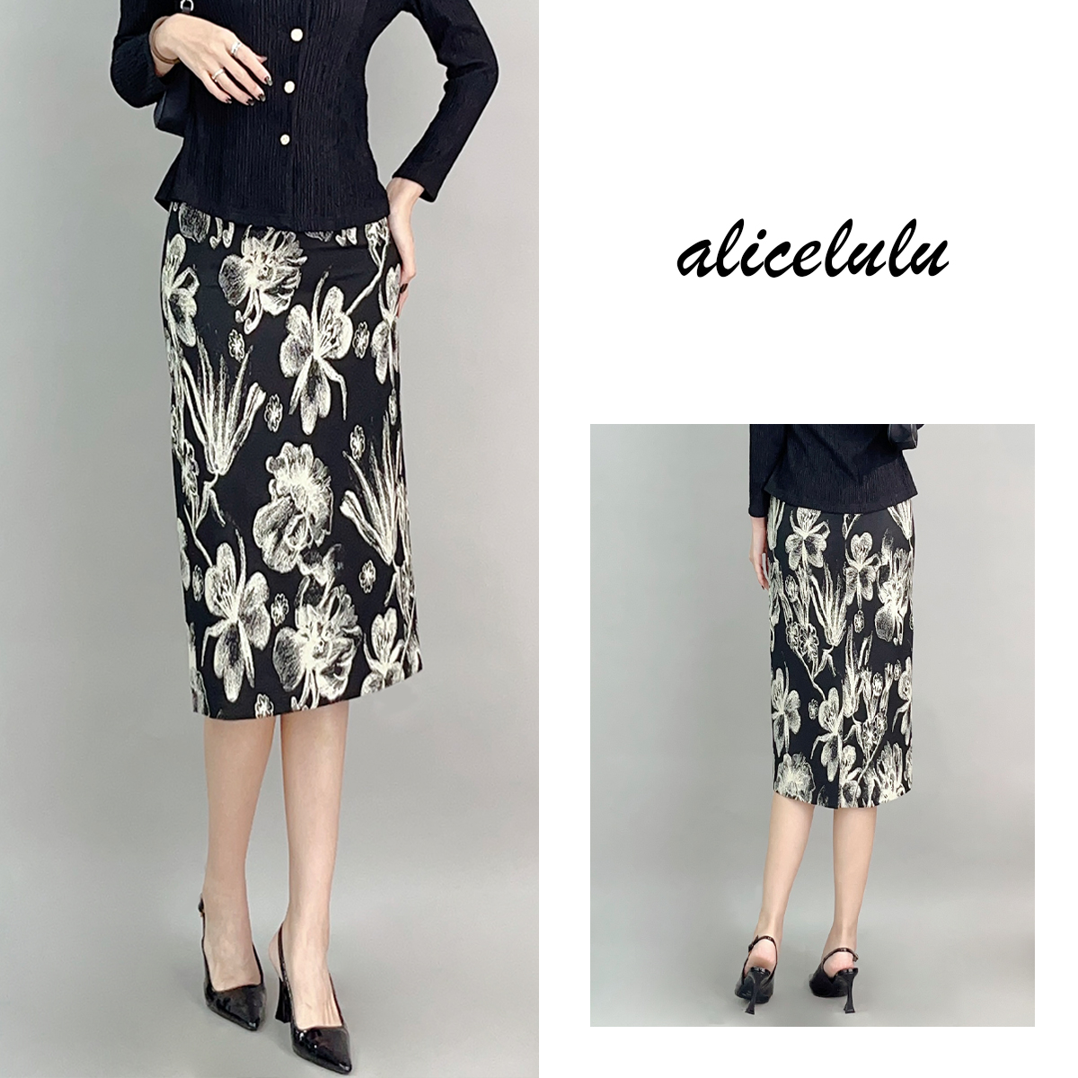 1 ALICE 花影随行半身裙 艺术印花 包臀显瘦 S622075E