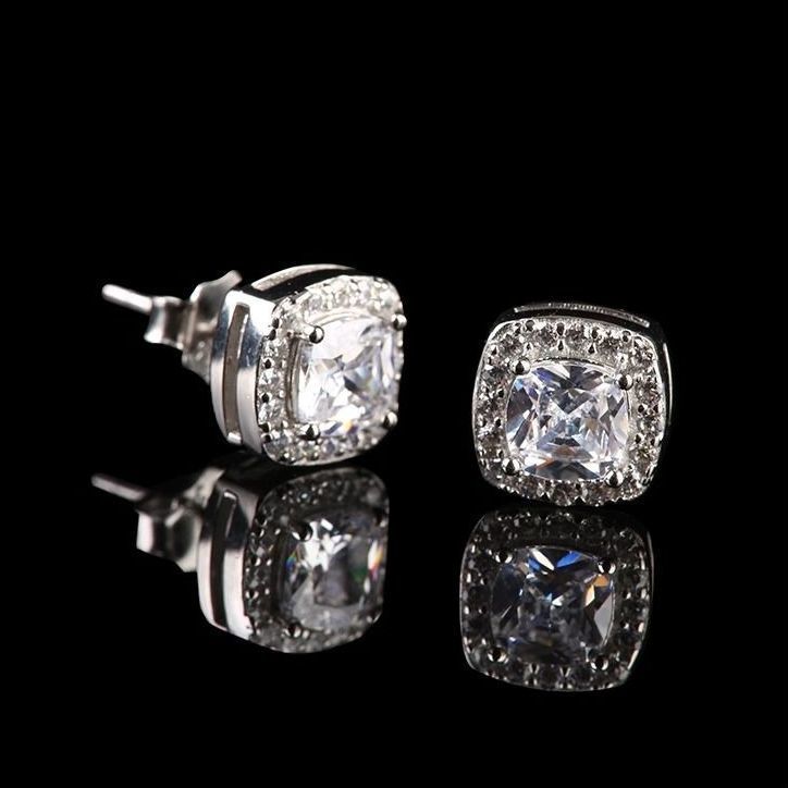 钛钢耳饰 嘻哈男士中性风高级感简约黄钻冰糖银针耳饰男生百搭