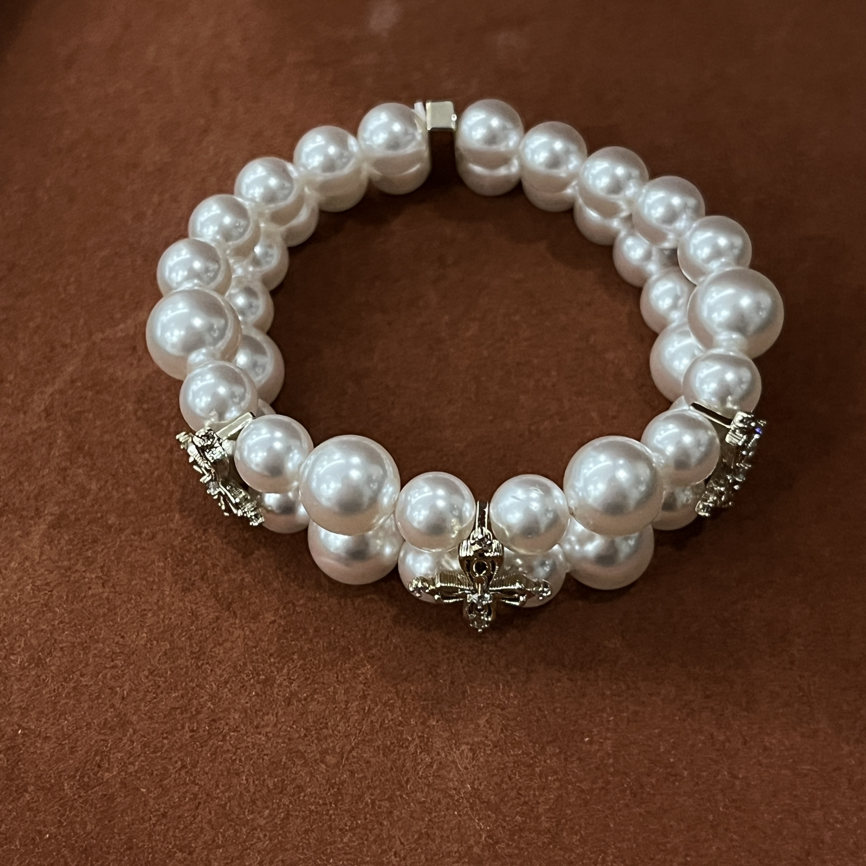 铜合金仿珍珠手链 【手链鸢尾花大款】-SL072