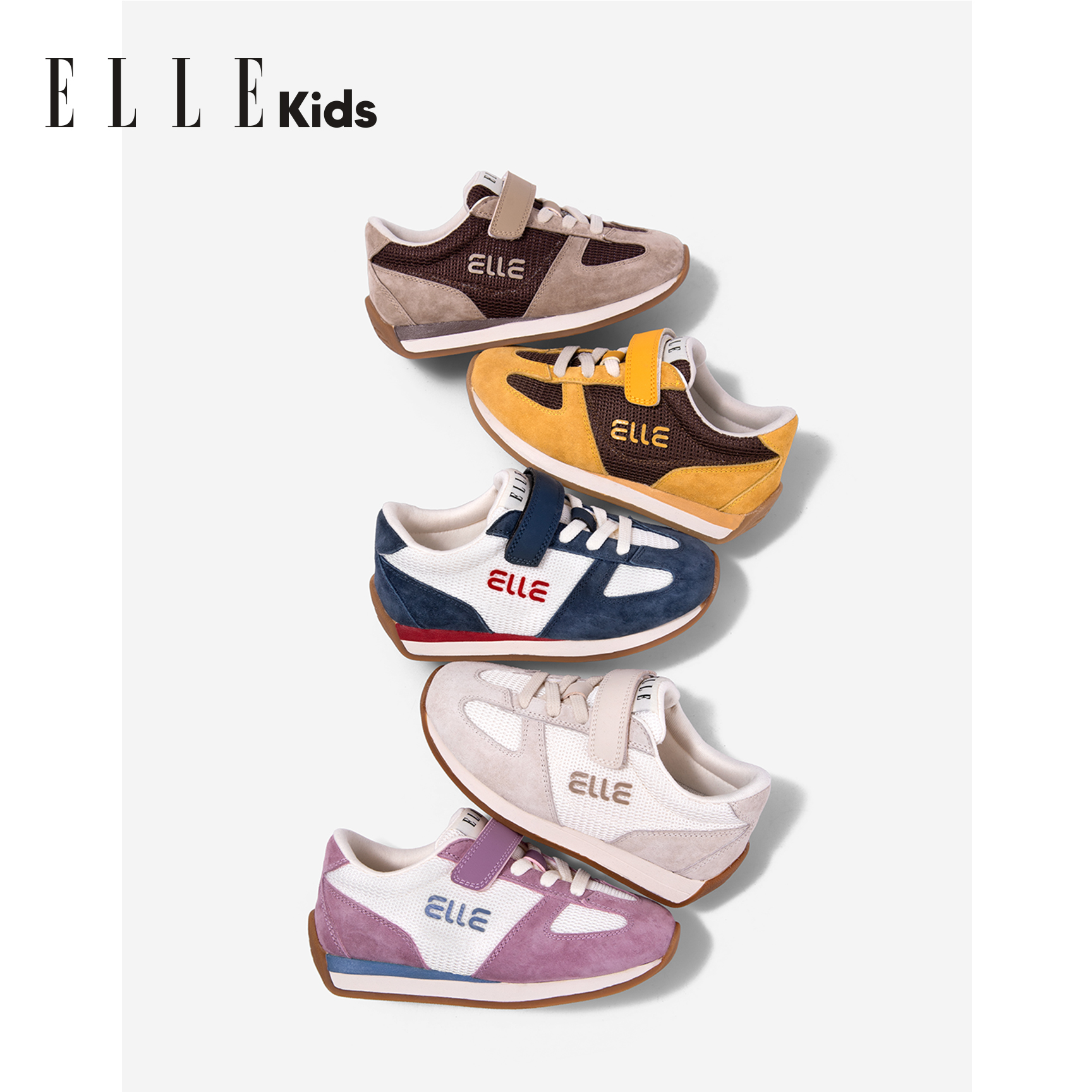ELLE KIDS儿童运动鞋秋季新款女孩网面休闲鞋魔术贴软底女童鞋子