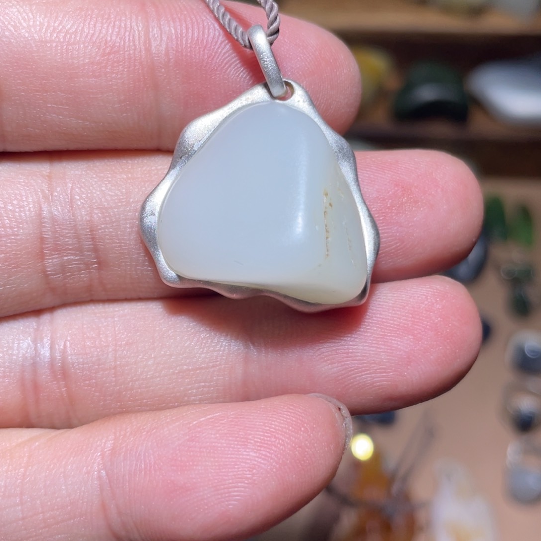 和田玉颈饰银S925镶嵌你***u