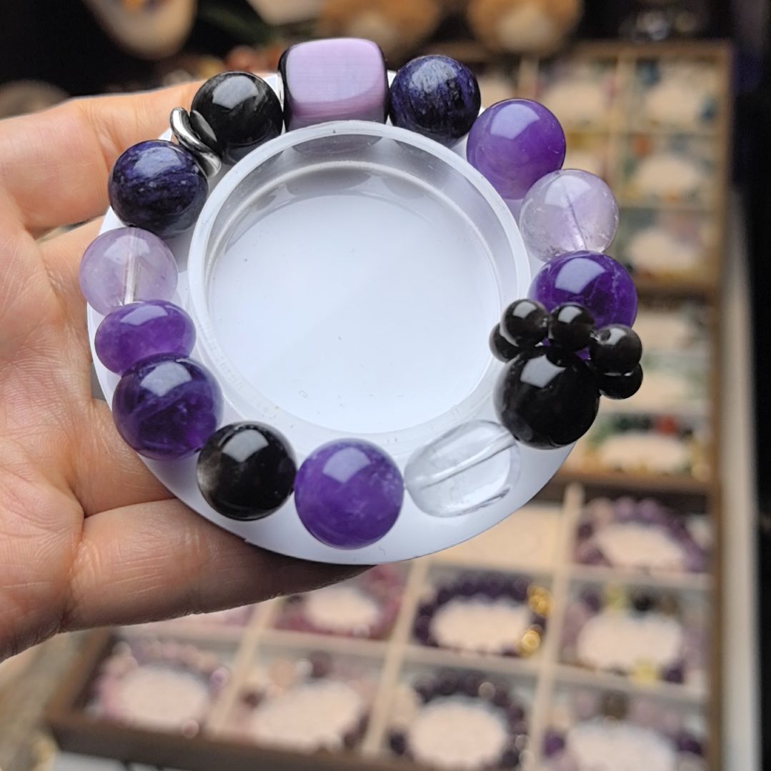 紫晶未镶嵌手串Feeling|【紫陌】紫水晶多宝手串 默认微瑕