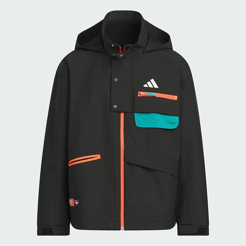 Adidas阿迪达斯25冬季男大童连帽拼色都市休闲梭织夹克外套KC0216