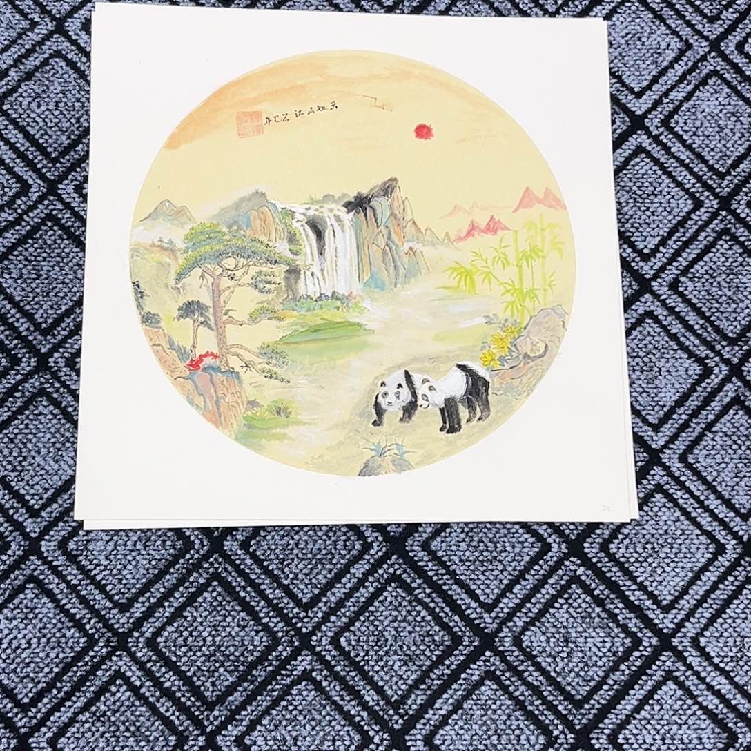 国画老师三尺斗方花鸟卡纸作品旭