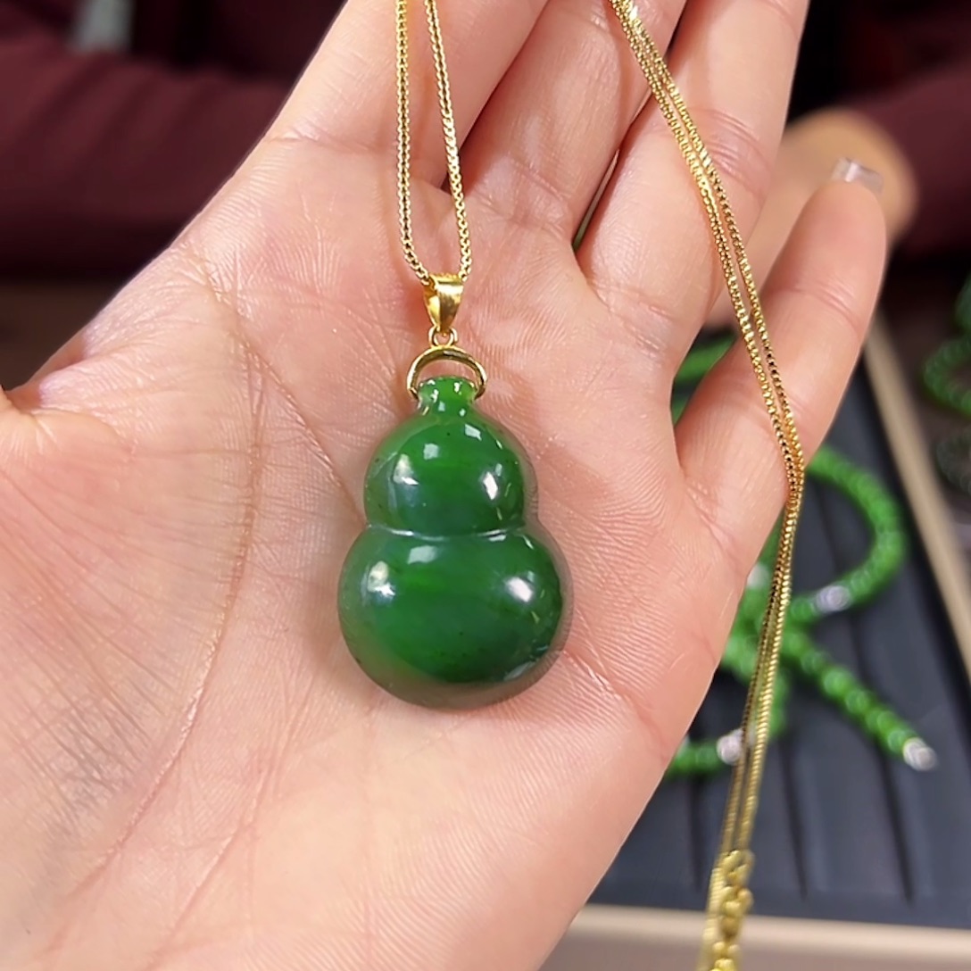 和田玉（碧玉）银S925镶嵌颈饰