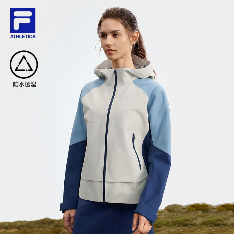 FILA/斐乐女士【防水透湿】早秋新户外撞色连帽梭织外套A11W537709F