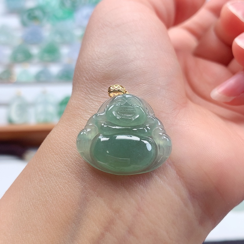 【闪购商品】翡翠吊坠(赠链)18K金镶嵌