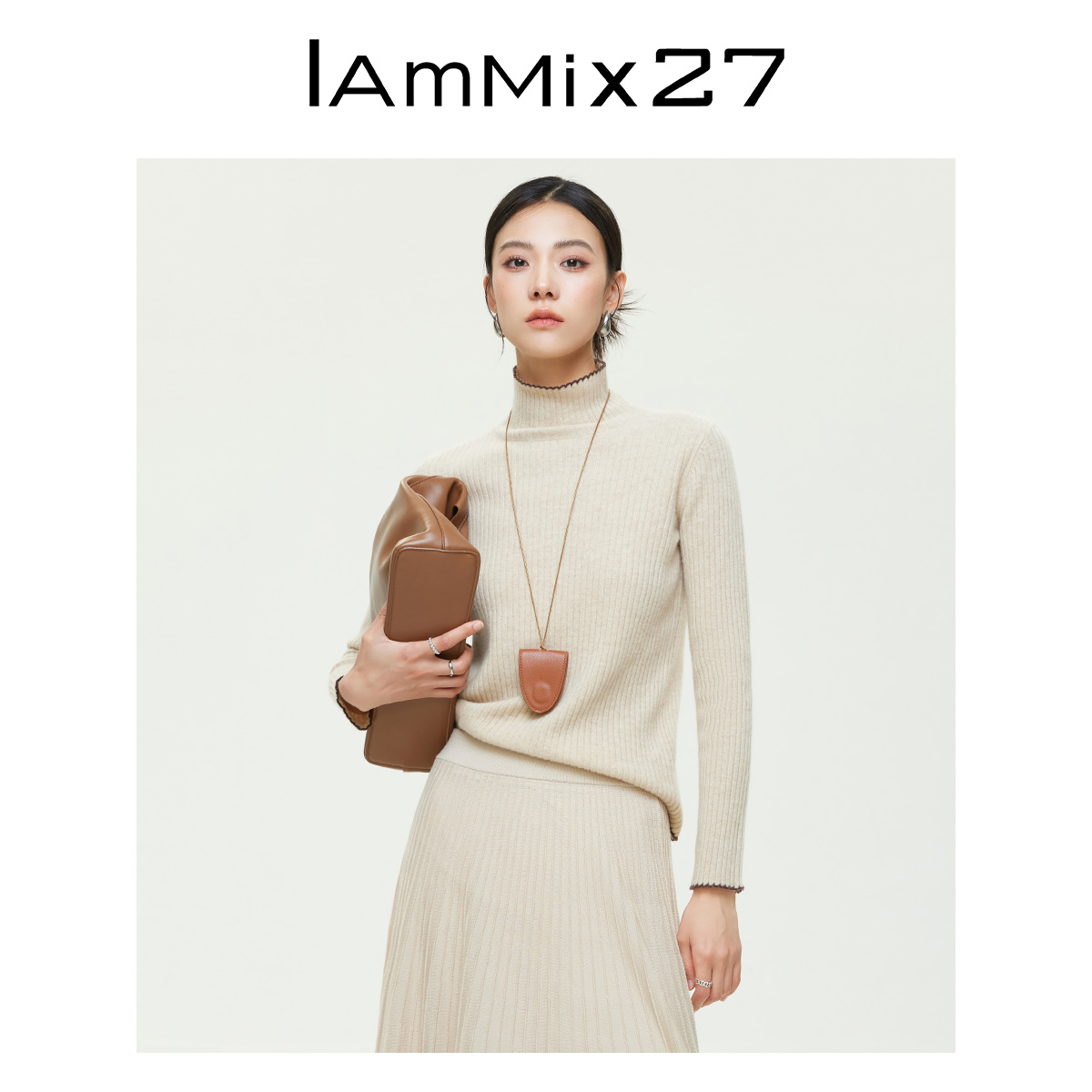 Iammix27冬季打底衫纯色毛针织衫Z5D5003