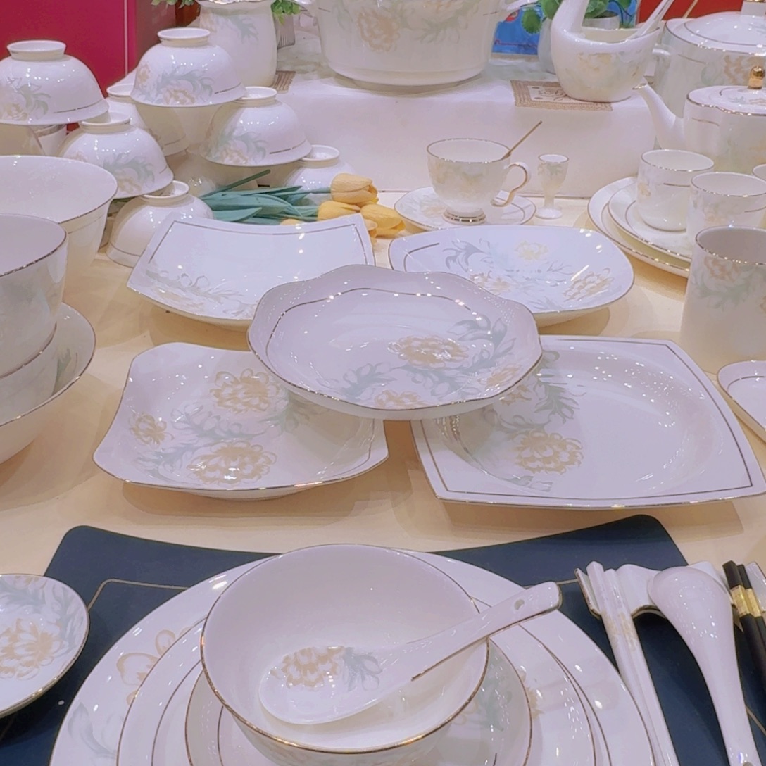 45%以上骨粉骨瓷景德镇描金清雅单买