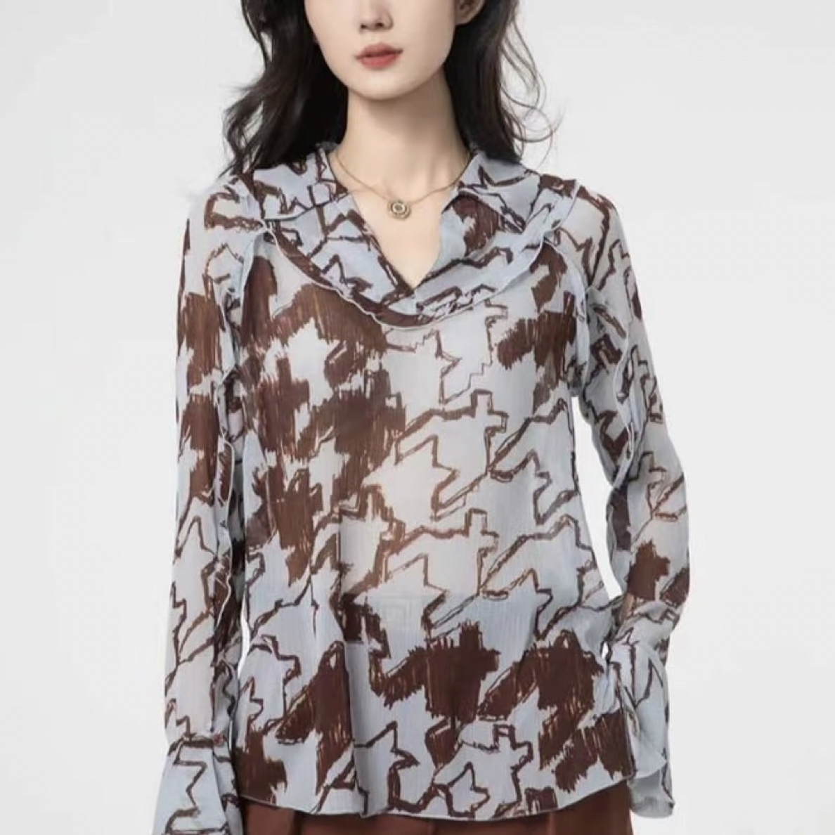 AMASS/阿玛施 amass衬衣气质碎花轻盈飘逸长袖印花衬衫5300985